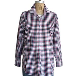 Tattersall Plaid Button Up Shirt Size Large